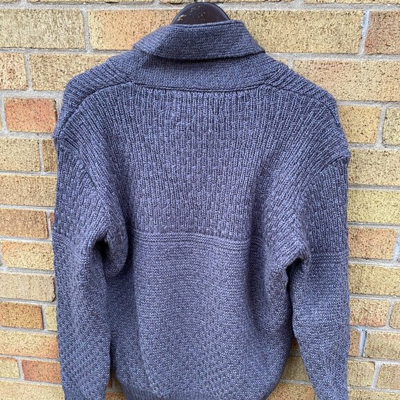Vintage Aran Sweater Market Mens Wool Cable Knit Sweater Gray Large - Picture 2 of 6